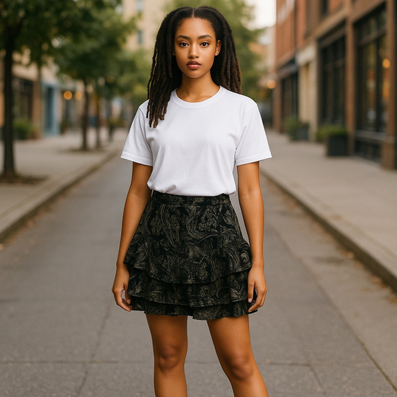 Ted Baker Dresses & Skirts - Ted Baker Marinah Skirt Womens Size 2 Black‎ Velvet Burnout Dropped Waist NEW